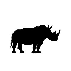 Black silhouette of a rhinoceros.