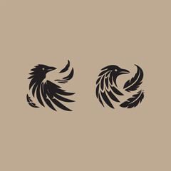 Black Silhouette crow Solid Icon Set Vector Elegant crow Logo Silhouette Collection for Branding and Design Flat Vector Illustration