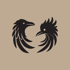 Obraz premium Black Silhouette crow Solid Icon Set Vector Elegant crow Logo Silhouette Collection for Branding and Design Flat Vector Illustration