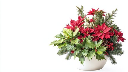 Fototapeta premium Christmas corner arrangement christmas flower plant.