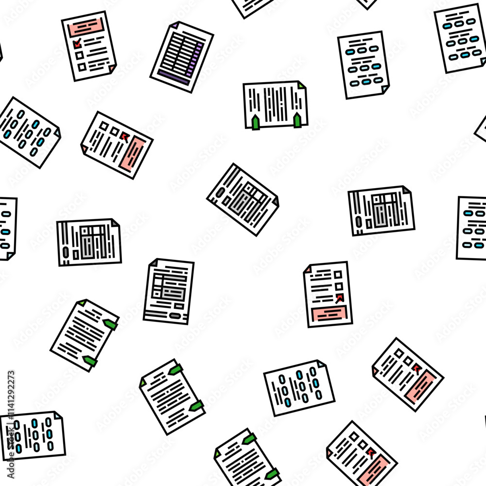 Poster list check document tick vector seamless pattern thin line illustration