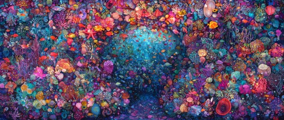Vibrant Coral Reef Ecosystem Fish Marine Life Biodiversity