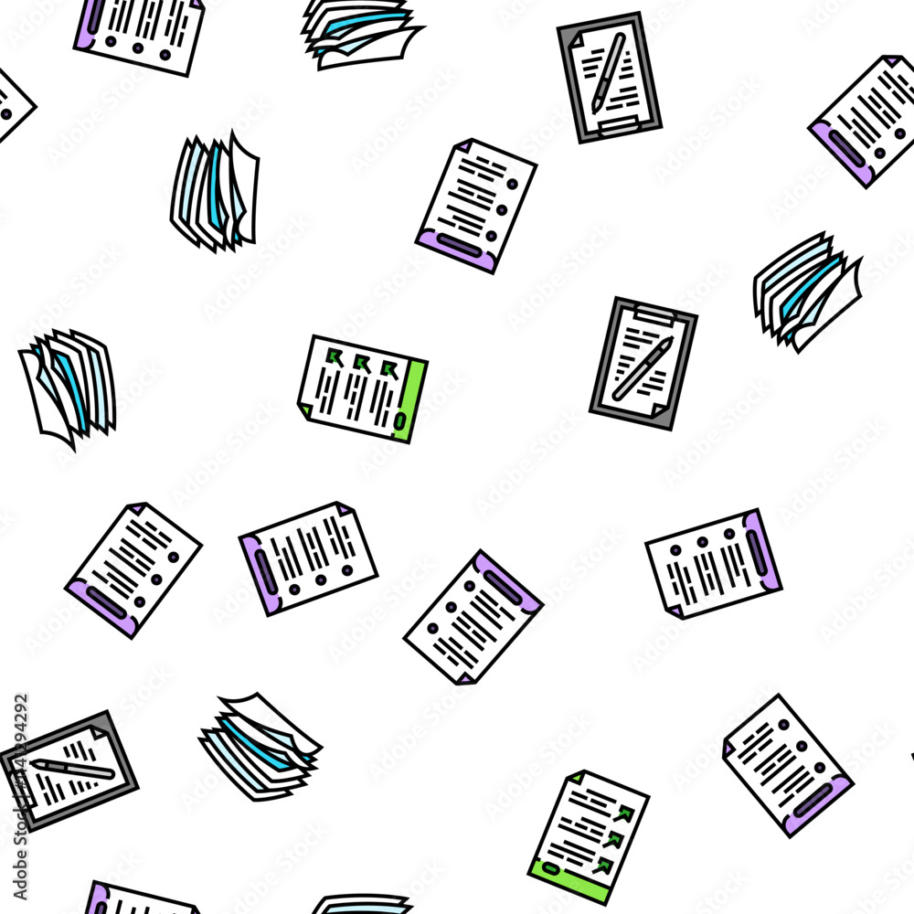 Poster list check document tick vector seamless pattern thin line illustration