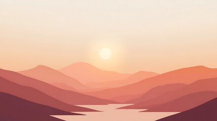 Fototapeta premium Serene Sunset Over Mountain Lake Landscape