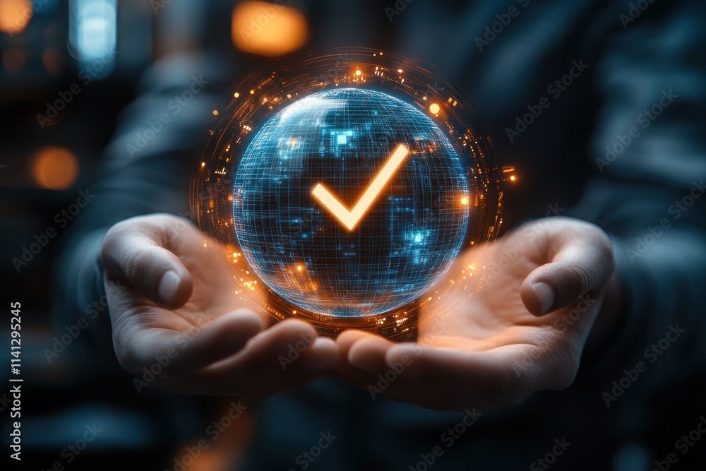 Poster futuristic cyber security technology for global data protection and secure business network