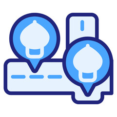 Location blue filled outline style icon