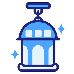 Lantern blue filled outline style icon