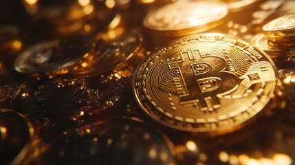 Golden Bitcoin Coin Close-Up