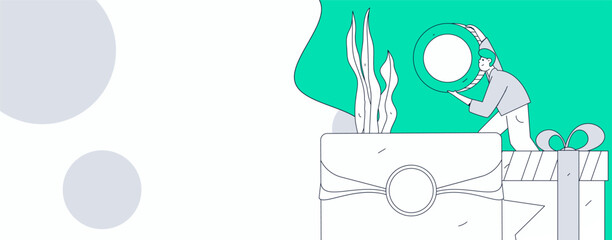 Holiday shopping people doing e-commerce online shopping flat vector concept operation hand drawn illustration
