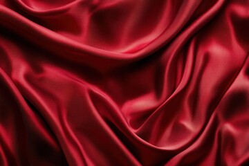 Obraz premium Red silk fabric drapes elegantly, showcasing luxurious texture and rich color.
