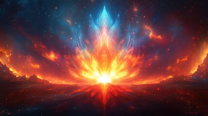 Cosmic Light Explosion with Vibrant Colors and Geometric Patterns