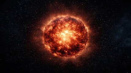 galactic center energy concept. A fiery star illuminates the cosmos, surrounded by a backdrop of twinkling stars and cosmic dust, showcasing the beauty of the universe.