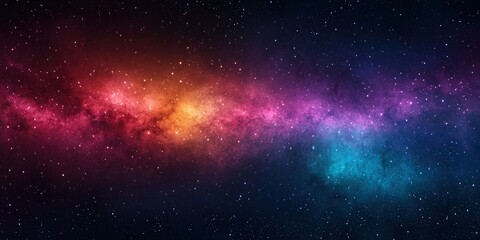 Obraz premium galactic center energy concept. A vibrant cosmic scene featuring a colorful nebula against a dark starry background, showcasing hues of purple, orange, and blue.