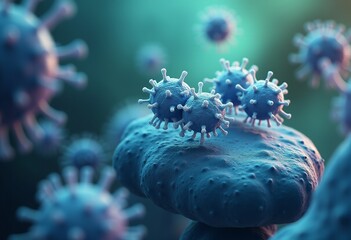Stunning 8K Visualization of Microbes: A Close-Up View of Bacteria, Viruses, and Protozoa with Exceptional Detail, Showcasing Their Unique Features in a Beautifully Lit Environment