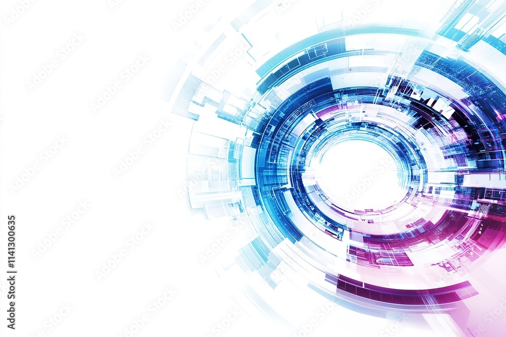 Aufkleber abstract technology: futuristic circular design, digital innovation, and modern geometric patterns s