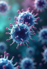 Obraz premium Hyper-Realistic 8K Visualization of Microscopic Organisms: Capturing the Beauty of Bacteria, Viruses, and Protozoa with Crystal Clear Details and Dynamic Lighting Effects in a Vibrant Environment