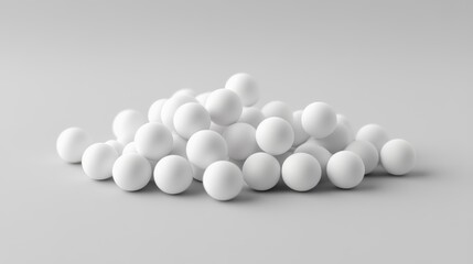 Pile of White Balls on a Light Grey Surface