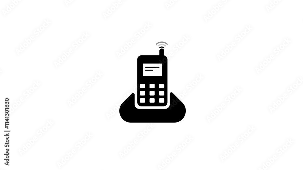 Poster cell phone icon animation ,simple phone networking concept on background