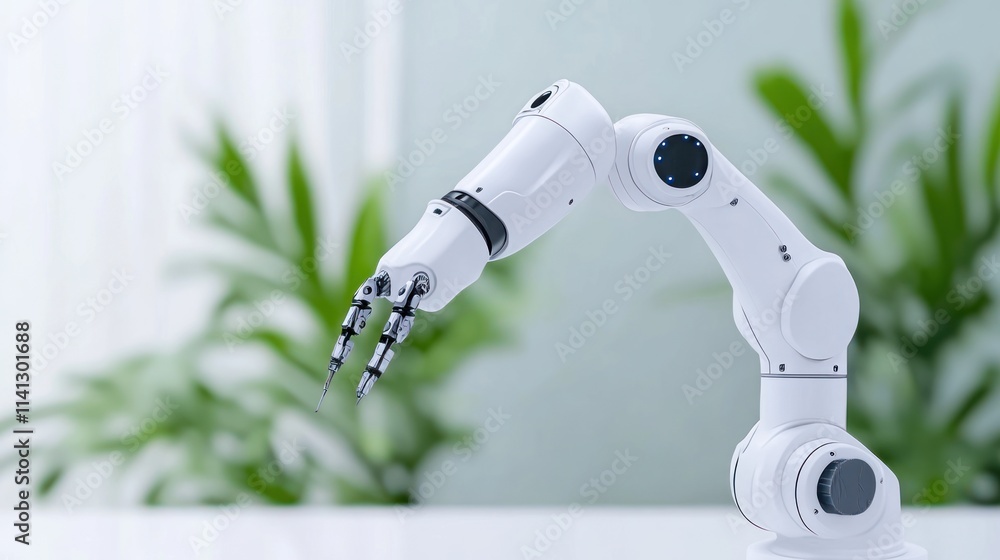 Poster robotic arm designed for precision tasks in technology applications.