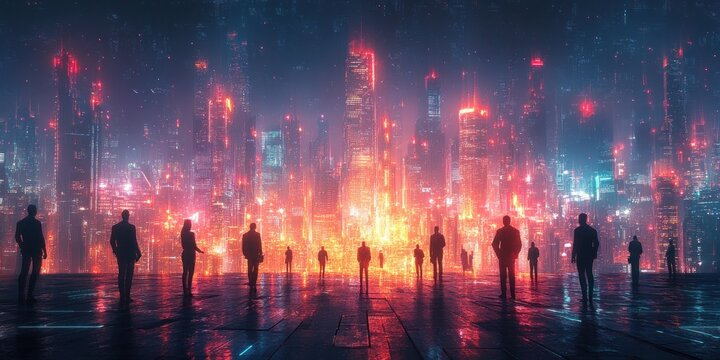 Futuristic Business Technology Concept with Artificial Intelligence and Digital Finance Team in Cyberspace