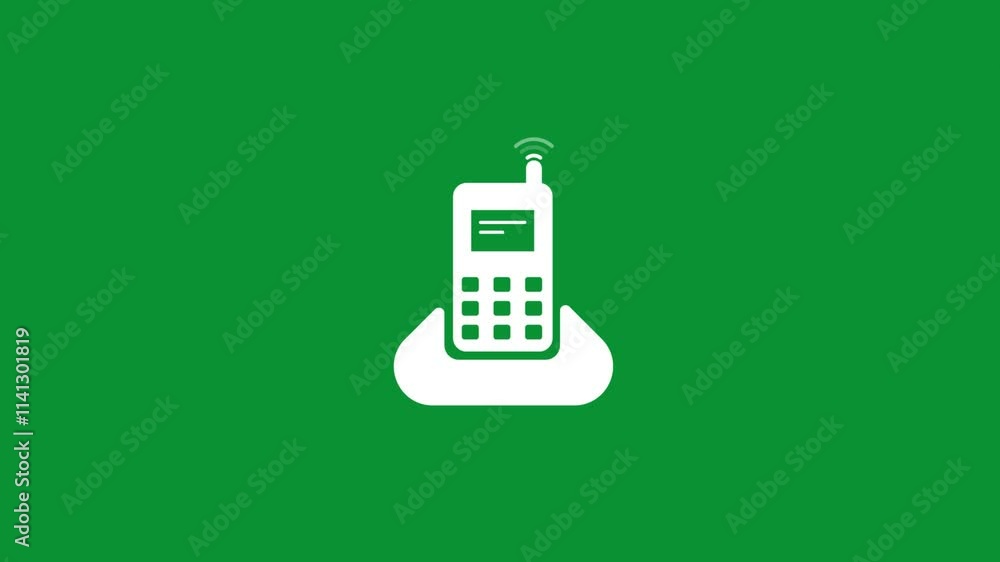 Aufkleber cell phone icon animation ,simple phone networking concept on background