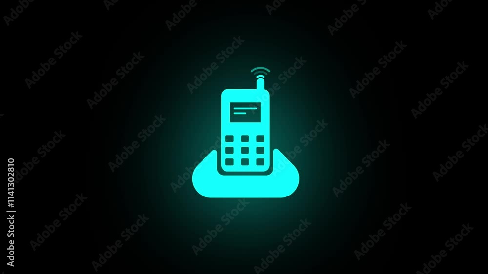 Poster cell phone icon animation ,simple phone networking concept on background