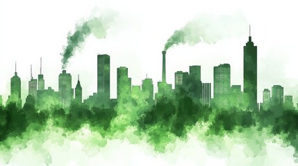 Fototapeta premium Conceptual Artwork of Air Pollution in Cityscape