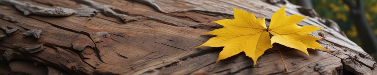 A lone yellow leaf clings to a gnarled wooden trunk, natural, winter, gnarled wood