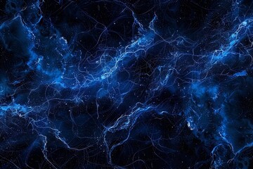 Obraz premium An abstract dark blue digital background with deep-depth regions and glistening blue light particles Lines are formed by particles. Generative Ai