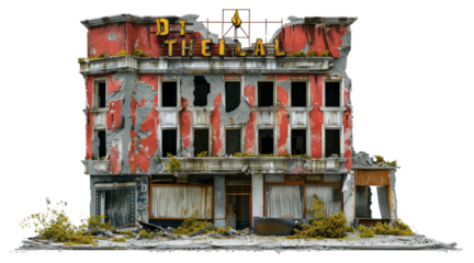 PNG Hotel destroyed building fireplace indoors home damage.