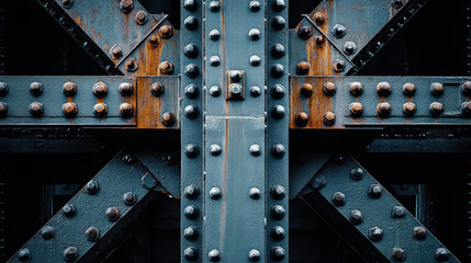 A large beam composed of steel rivets