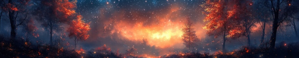 Fototapeta premium Starry Sky and Bamboo Leaves Summer Festival