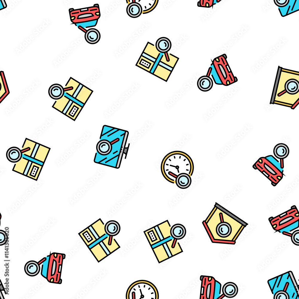Poster search web website internet vector seamless pattern thin line illustration