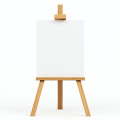 A blank canvas on an easel, ready for artistic expression, featuring a minimalist design with wooden legs and a simple, clean background.