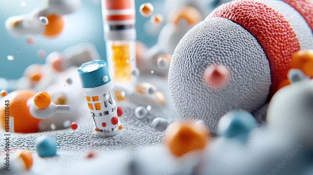 Aufkleber detailed microscopic view showcasing the intricate molecular structures microorganisms and advanced 