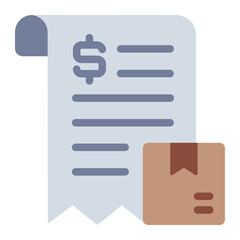 Invoice document flat icon for package shipping and billing details