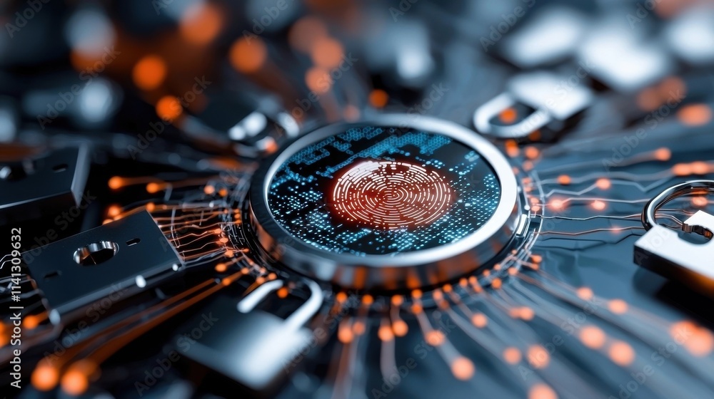 Aufkleber futuristic electronic circuit board with intricate microchip patterns digital connections and energy