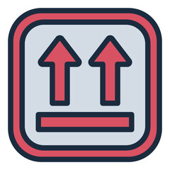 This side up label filled line icon for fragile package shipping caution