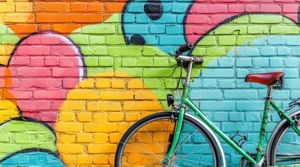 Obraz premium Vibrant Bicycle Against Graffiti Wall