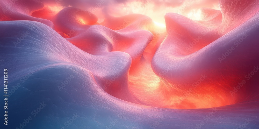 Poster Translucent Spiral Abstract Design Soft Pastel 3D Render Minimalist Background Structure