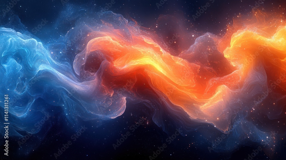 Aufkleber abstract background of swirling fire and ice with vibrant colors and dynamic motion