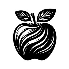 apple logo, apple vector illustration, apple silhouette vector icon black and white