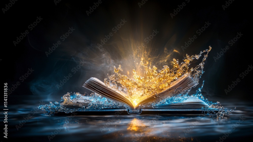 Aufkleber radiant light shielding magic an open book unleashing wonders fantasy realm digital art mystical env