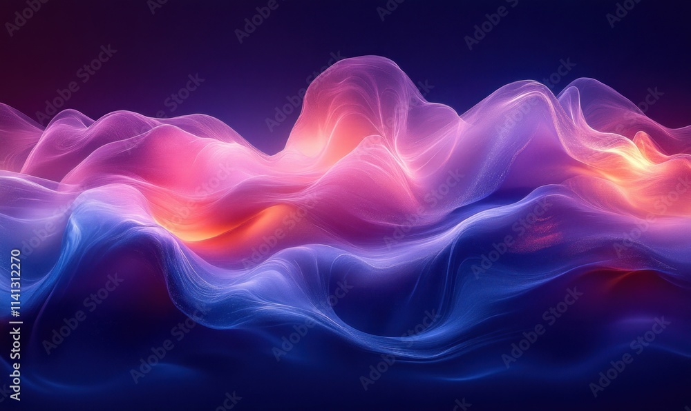 Poster abstract blue and purple gradient waves minimalist design 3d render