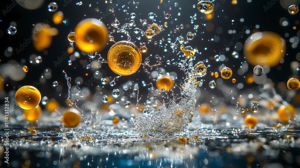 Poster surreal floating glue droplets capture studio abstract art dark atmosphere close-up unconventional b