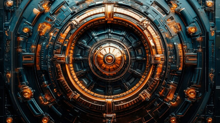 Obraz premium An old steel disc like a clock