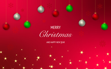 Merry Christmas wallpaper with red background, Christmas greetings