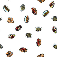 italian cuisine food pasta vector seamless pattern thin line illustration