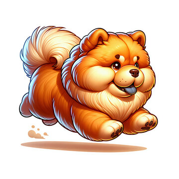 recommend clip art: Cute chow chow dog running clip art cartoon illustration