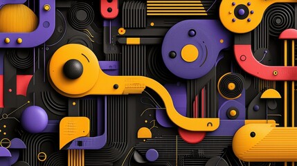 Obraz premium Creative abstract pattern event studio graphic design digital art close-up purple lines and geo standards